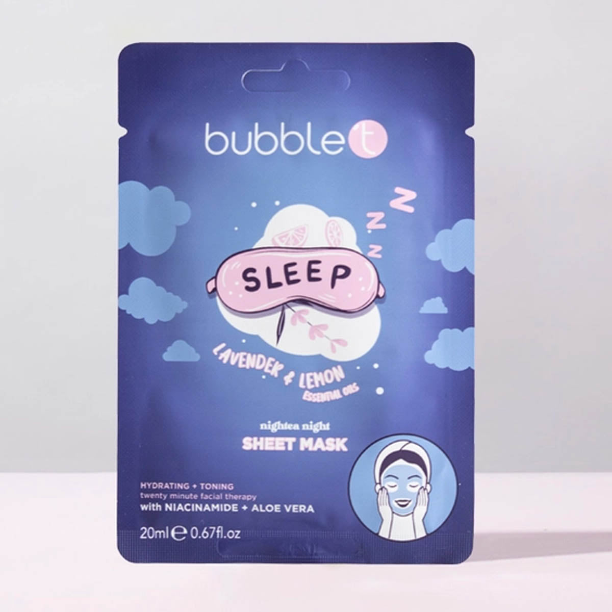 bubble t gezichtsmasker sleep lavender lemon