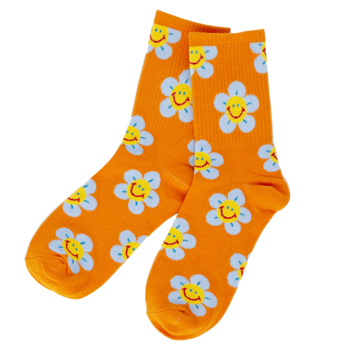sokken dames bloemen oranje maat 35-39